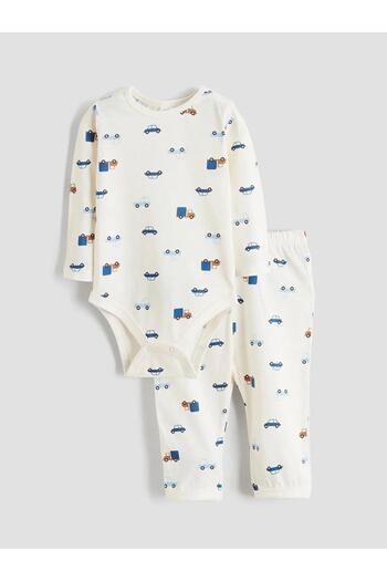 LC Waikiki Crew Neck Baby Boy Snap Fastener Bodysuit and Pants (W5)