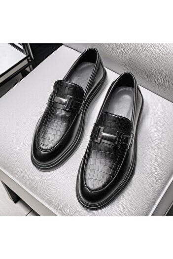 BMoD Black men's loafers with print and metallic details MOD11789