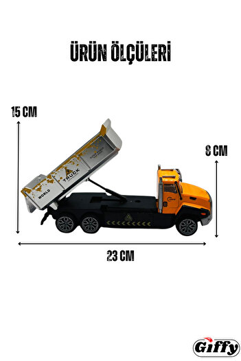giffy Uzaktan Kumandalı Kamyon Şarjlı Işıklı Metal Kasa Dorse Hareketli Full Fonksiyon İş Makinesi RC Araç