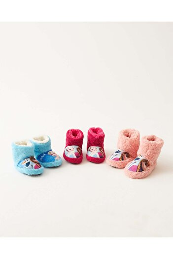 Chirpy Children's Winter Set of 3 Frozen-Themed Non-Slip Sole Figured House Boots Slippers