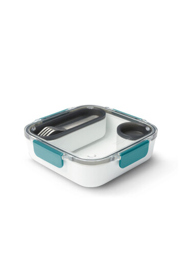 Black Blum Black+Blum BAO-BA005 Food Container, 1 l, Inner Compartment, BPA Free, Dishwasher Safe White/Blue