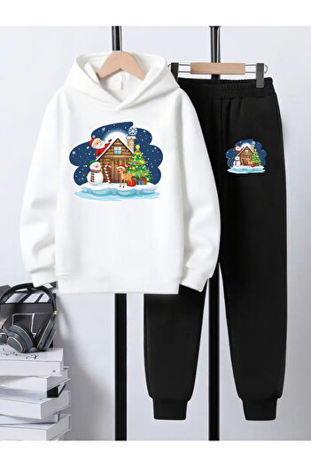 CACTUS COLLECTION Hooded Sweatshirt Children's Bottom Top Set 3 Thread Cotton Christmas New Year New Year's Eve