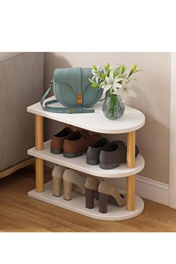 COOYA 3-Tier Shoe Rack,Wooden Vertical Free Standing Shoe Shelf,Space Saving,for Entryway Corner