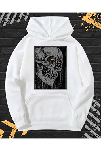 OEM - Men's Hoodie with Print, Skull, Cotton, White, S INTL