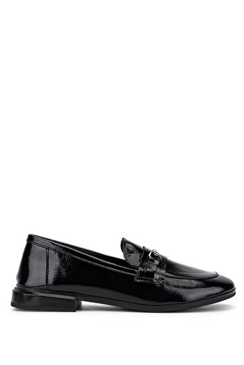 Tamer Tanca Women's Genuine Leather Black Patent Leather Loafers