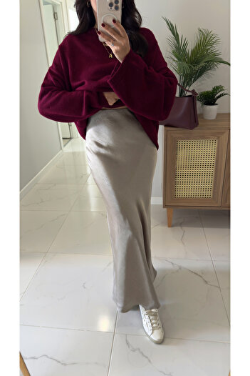 BİRCANÇİL Uryana Stone Satin Fishtail Skirt