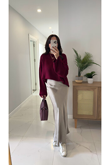 BİRCANÇİL Uryana Stone Satin Fishtail Skirt