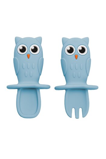 APPEKIDS Silicone Cutlery Set, AppeKids, OWL - Aqua Blue