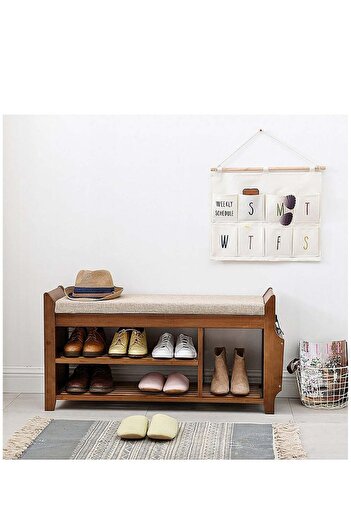 COOYA 2 Tier Bamboo Shoe Rack Bench,Hidden Drawer,Shoe Storage Bench Organizer for Entryway Hallway