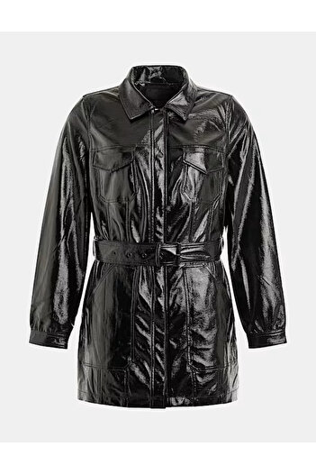 Guess Guess imitation leather jacket, black