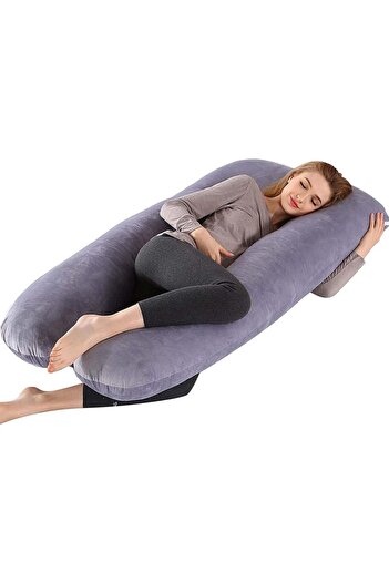 COOYA U Shape Pregnancy Pillows,Maternity Full Body Pillow With Zipper Removable Cover,Crystal Velvet