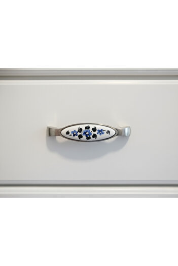 Karan Porselen 128mm Hand-Painted Inox Kitchen, Cabinet, Drawer Handle