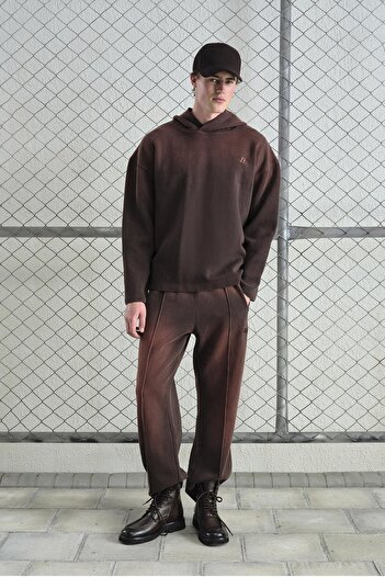 GIESTO Brown Sweatshirt with Effective Logo Detail