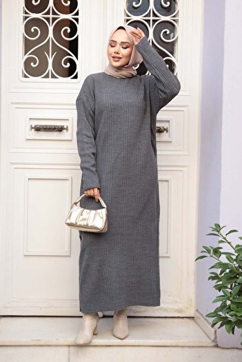 N.S NEVA STYLE Smoked Knitwear Hijab Dress 27504Fu