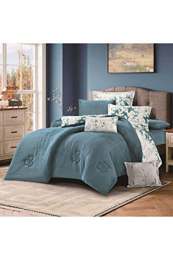 HOURS Horse double-sided winter bedspread, fur and velvet, suitable for a double bed size of 200 x 200 cm, consisting of 8 pieces, 240 stitches