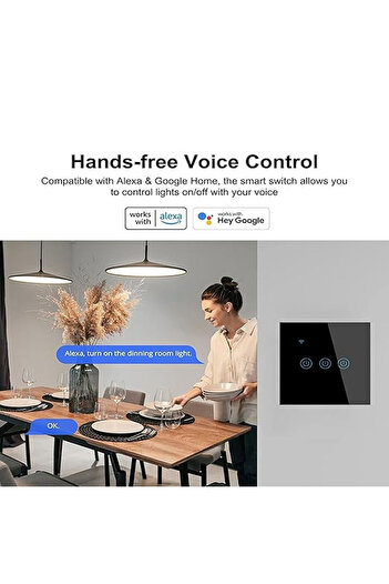 TOEFL 3-way wireless smart wall light switch,