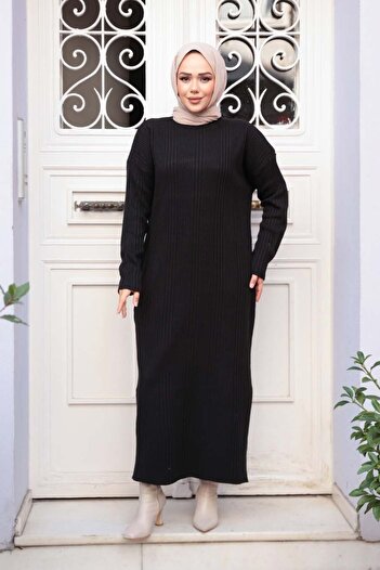 N.S NEVA STYLE Black Knitwear Hijab Dress 27504S