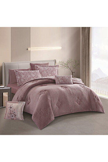 HOURS Horse double-sided winter bedspread, fur and velvet, suitable for a double bed size of 200 x 200 cm, consisting of 8 pieces, 240 stitches