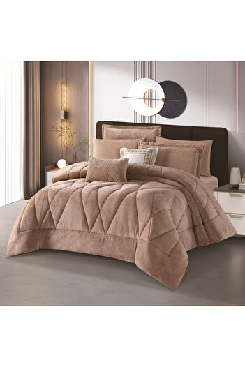 HOURS Horse double-sided winter bedspread, fur and velvet, suitable for a double bed size of 200 x 200 cm, consisting of 8 pieces, 240 stitches