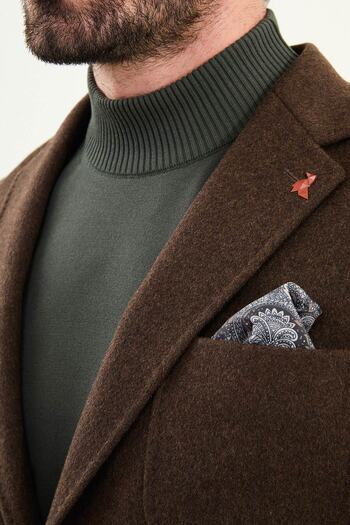 Mcr Plain Slim Fit Wool Men's Jacket with Pocket Detail and Handkerchief Detail Light Brown - 44316.25K