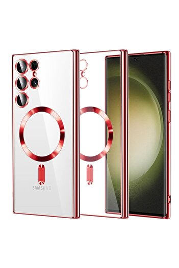 SKYDDAR INNOVATION Case for Samsung Galaxy S23 Ultra, Luxury Shield Magsafe, sticker set, Red