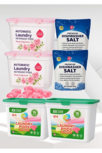 TSUMAB Set of 6 – Laundry Pods & Premium Dishwasher Salt Combo Pack