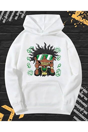 OEM - Men's Printed Hoodie, Rich, Cotton, White, M INTL