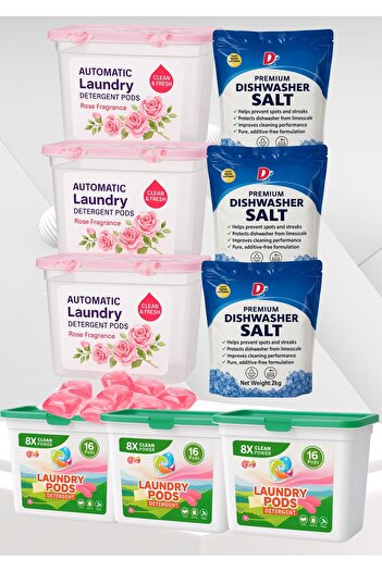 TSUMAB Set of 9 – Laundry Pods & Premium Dishwasher Salt Combo Pack