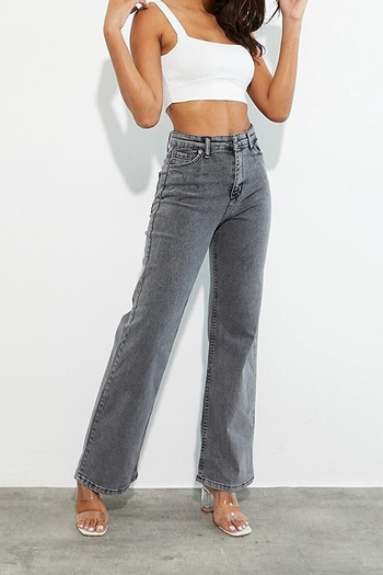 mooishan Salaş Smoked Lycra Jean Women's Trousers, Women's Wide Leg Jeans-3