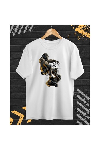 OEM Men's T-Shirt with Print, Skater Robot, Cotton, White, S INTL