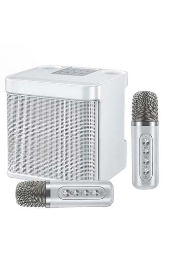 SU.YOSD YS 203 Portable Wireless Bluetooth Karaoke Speaker With Dual Microphone White