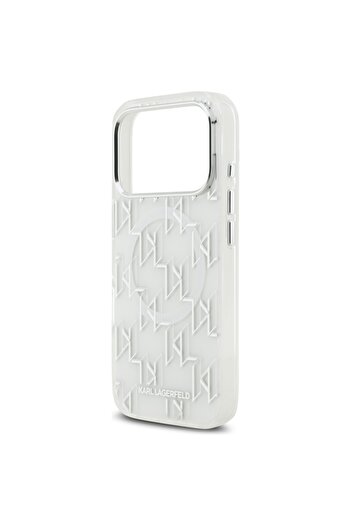 Karl Lagerfeld Case for iPhone 17 Pro Max, IML Glitter K&C Heads Logo MagSafe, Clear Mono Karl&Choupette