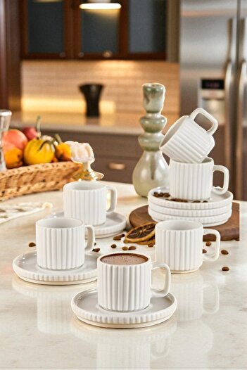 WuuQ 6-Piece Striped Modern Design Coffee Cup Set - Striped Cup Set