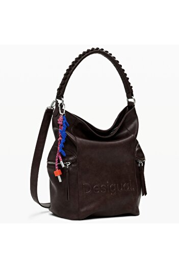 Desigual Bag and backpack, 2 in 1, for women, hand and shoulder, Desigual, Half Logo Arica series, Chocolate brown