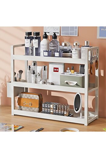Generic Fohome Bathroom Countertop Organizer, 3 Tier Mteal Vanity Trays Makeup Organizer, Large Capacity Sk