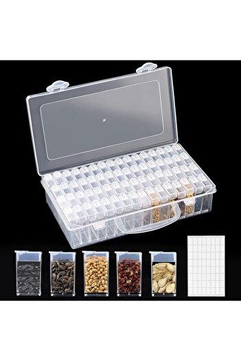 Generic YelaJoy 64-Grid Craft Storage Box with Adjustable Dividers – Plastic Organizer for Beads, Seed, Jew