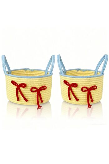Generic Small Cotton Rope Storage Basket, 2 Pack Cute Small Baby Nursery Baskets Bin, Cat Toys Storage Bask