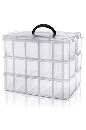 Generic KOWVOWZ 3 Tier Stackable Storage Container Box 30 Compartments Plastic Storage Box with Adjustable