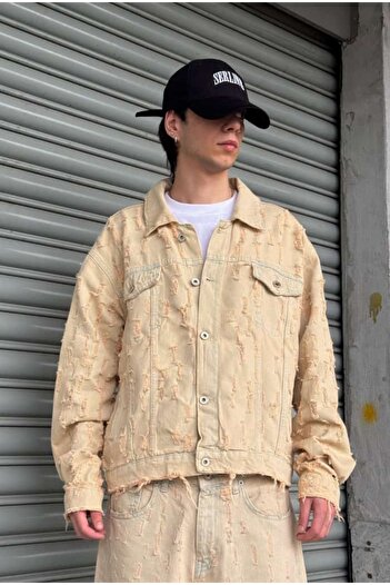 serline Oversize Jacket with Ripped Detail