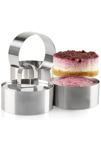 Generic X spring Cooking Rings, 4 Pack Professional Cooking Rings Molds with Pusher, Stainless Steel Cookin