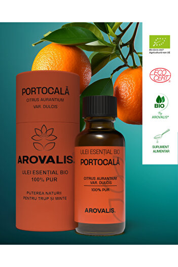 Arovalis. ORGANIC ORANGE ESSENTIAL OIL (Citrus aurantium var. dulcis) 100% PURE