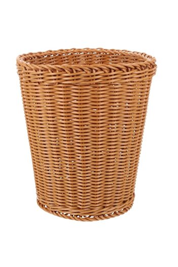 Generic Woven Trash Basket, Plastic Rattan Garbage Bin, Waterproof Boho Decorative Wastebaskets for Bathroo