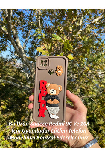 Merwish Xiaomi Redmi 9C and 10A Compatible Relax 3D Figured Impact Protected Silicone Case Brown