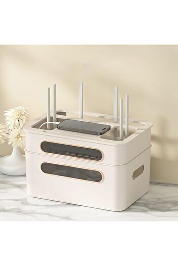 Generic APAP WiFi Router Storage Box，Hider Cord Management Container，Multi Function Cable Storage Box，Pract