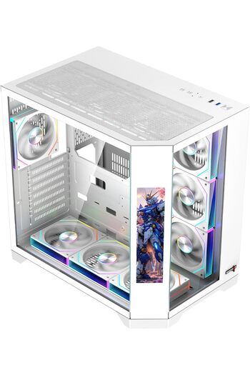 SPEARPC علبة كمبيوتر Spear PC DOST60PLUS ARGB ATX بشاشة 9.2 بوصة، و7 مراوح ARGB وجهاز تحكم عن بُعد، وزجاج مقسّى