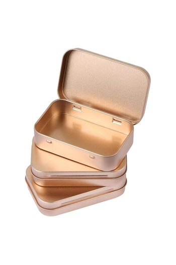 Generic Tazweeq 3 Pack Metal Rectangular Hinged Tins Box, 3.8x2.4x0.8 inch, with Lid, Mini Portable Box Emp
