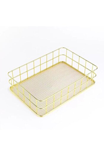 Generic Metal storage basket, desktop storage basket, small golden decorative metal basket, suitable for ki