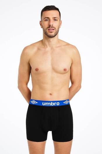 UMBRO Men's Cotton Boxers, Logo, Black, set of 6 pieces.