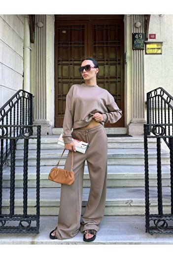 My Blog Mink Sweat Wide Leg Trousers Set-98618