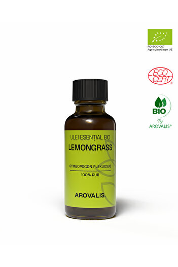 Arovalis. ORGANIC LEMONGRASS ESSENTIAL OIL (Cymbopogon flexuosus) 100% PURE